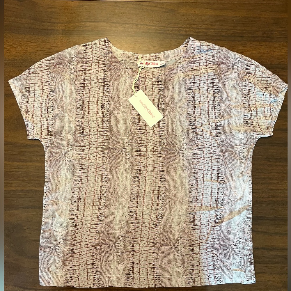 🆕 BNWT (past season) See Chloe Silk Snakeskin Print Top